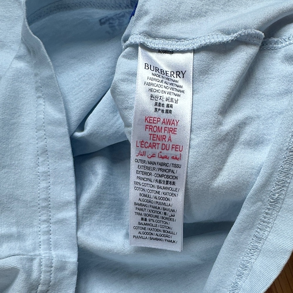 Burberry Light Blue Kids Tee with Navy Graphics - Picture 3 of 5